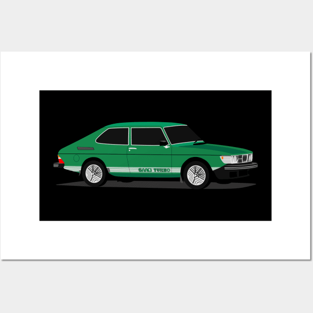 Saab 99 Turbo in Sea Foam Green Wall Art by TheArchitectsGarage